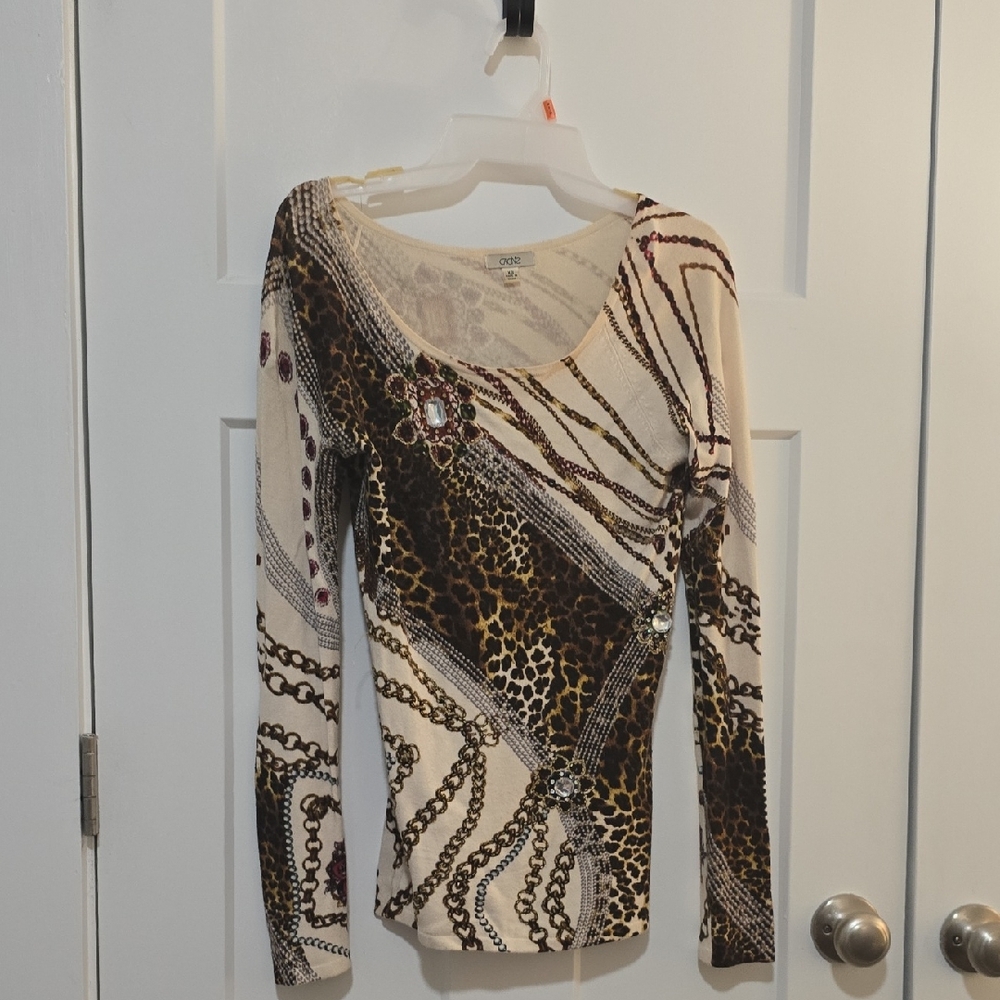 Cache Beige Long Sleeve Top